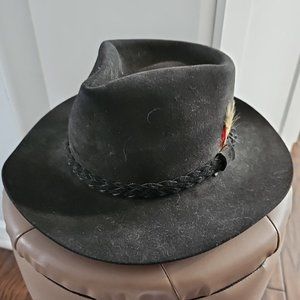 VTG FLECHET GENUINE VELOUR BLACK MEN'S FEDORA HAT FASHION ATTIRE SIZE SMALL